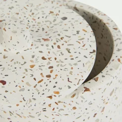 Accessoire De Salle De Bain*alinea Pot à coton en terrazzo H12,5cm - Blanc