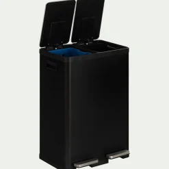Poubelle*alinea Poubelle de tri double en plastique 2x30L - Noir