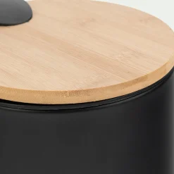 Accessoire De Salle De Bain|Panier De Rangement Salle De Bain*alinea Poubelle en métal et bambou 2,5L - Noir