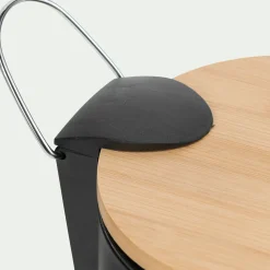 Accessoire De Salle De Bain|Panier De Rangement Salle De Bain*alinea Poubelle en métal et bambou 2,5L - Noir