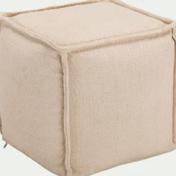 Pouf & Repose-Pieds*alinea Pouf cubique en coton - D45xH45cm Beige