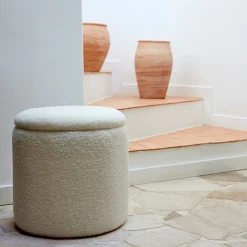 Pouf & Repose-Pieds*alinea Pouf en tissu avec coffre de rangement - H43cm Blanc