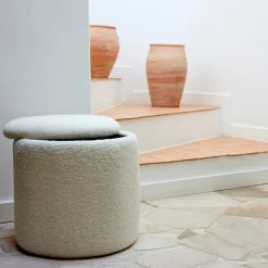 Pouf & Repose-Pieds*alinea Pouf en tissu avec coffre de rangement - H43cm Blanc