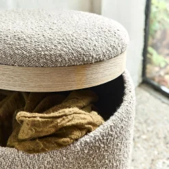 Pouf & Repose-Pieds*alinea Pouf en tissu avec coffre de rangement H40,5cm - Beige