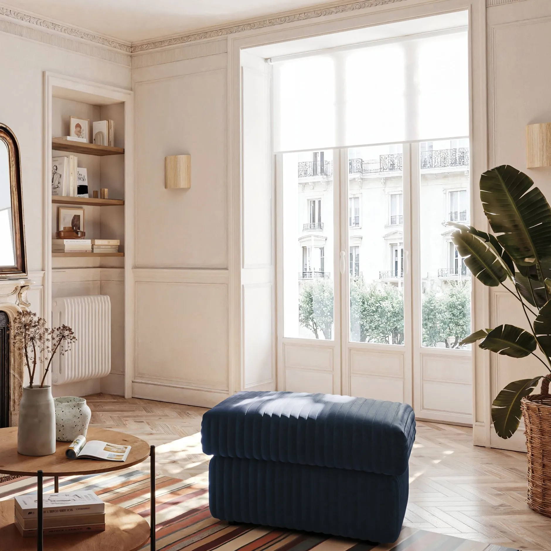 Pouf & Repose-Pieds*alinea Pouf en tissu côtelé - calabrun Bleu