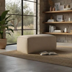 Pouf & Repose-Pieds*alinea Pouf en tissu tramé - Beige