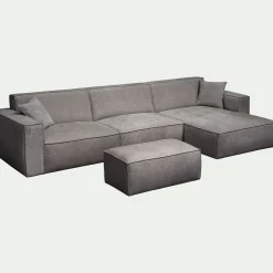 Pouf & Repose-Pieds*alinea Pouf en tissu tramé - Gris