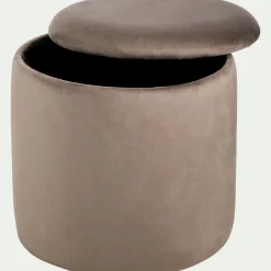 Coussin De Sol|Pouf & Repose-Pieds*alinea Pouf en velours avec coffre de rangement - H43cm Gris