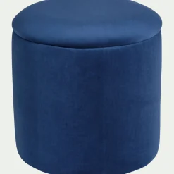 Coussin De Sol|Pouf & Repose-Pieds*alinea Pouf en velours avec coffre de rangement - H43cm Bleu