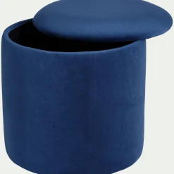 Coussin De Sol|Pouf & Repose-Pieds*alinea Pouf en velours avec coffre de rangement - H43cm Bleu