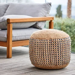Pouf & Repose-Pieds*alinea Pouf rond en jute et coton - D50xH45cm Noir