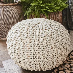 Coussin De Sol*alinea Pouf tressé en coton - roucas D50xH30cm Beige