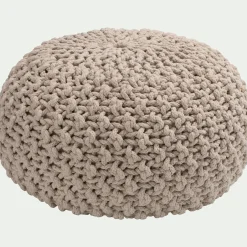 Coussin De Sol*alinea Pouf tressé en coton - roucas D50xH30cm Beige