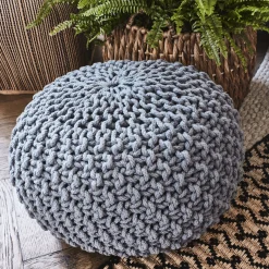 Pouf & Repose-Pieds*alinea Pouf tressé en coton D50xH30cm - restanque Gris