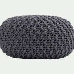 Pouf & Repose-Pieds*alinea Pouf tressé en coton D50xH30cm - restanque Gris