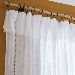 Rideau*alinea Rideau à anneaux pinces en coton finition ajouré 140x280cm - Blanc