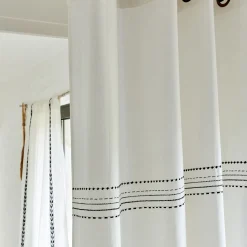 Rideau*alinea Rideau à œillets en coton brodé 140x250cm - Blanc