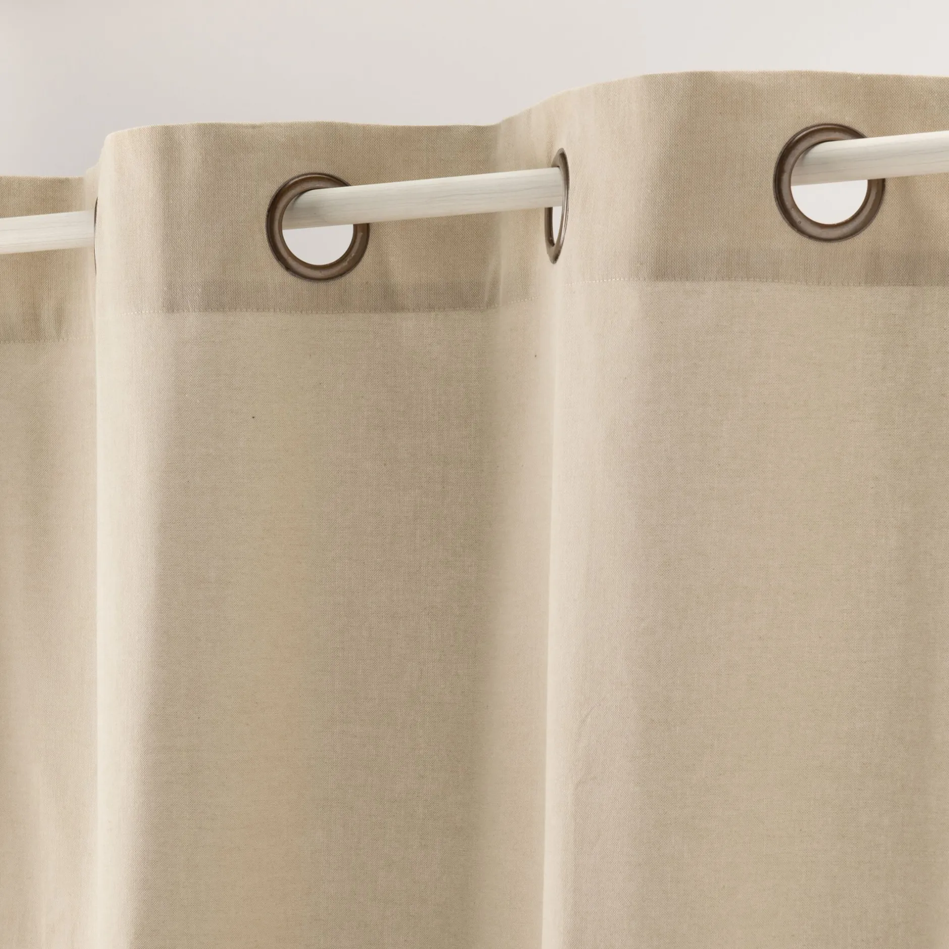 Rideau*alinea Rideau à œillets en coton finition point de bourdon 140x250cm - Beige