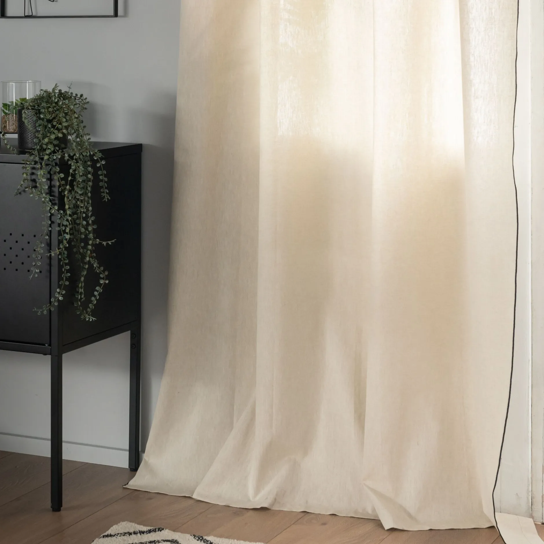 Rideau*alinea Rideau à œillets en coton finition point de bourdon 140x250cm - Beige