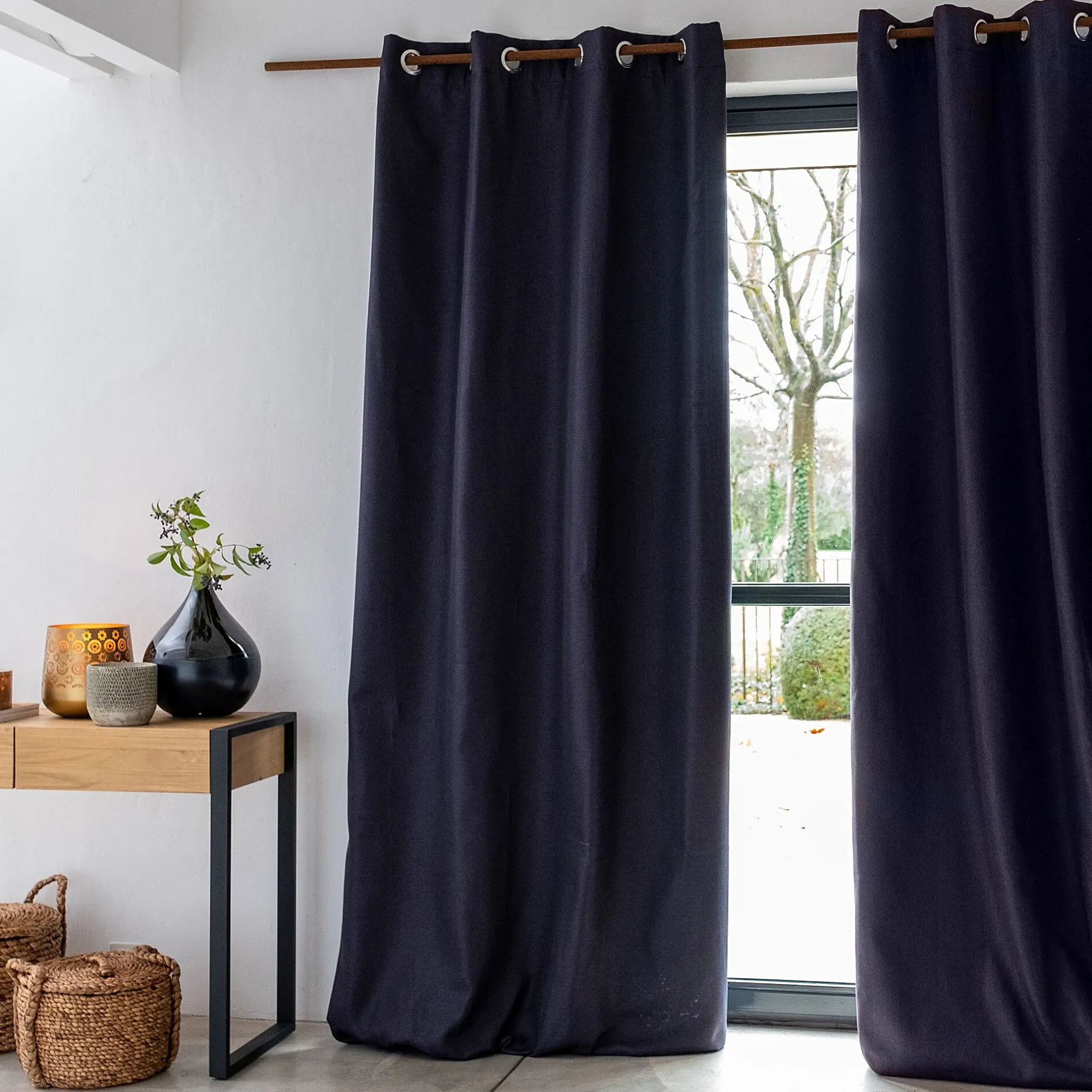 Rideau*alinea Rideau à œillets en polyester 135x300cm - calabrun Gris