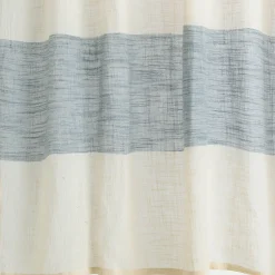 Rideau*alinea Rideau à nouettes en coton à bande bleue 140x250cm - Blanc