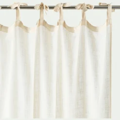 Rideau*alinea Rideau à nouettes en coton à bande bleue 140x250cm - Blanc