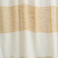 Rideau*alinea Rideau à nouettes en coton à bande jaune 140x250cm - Blanc