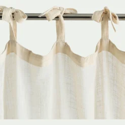 Rideau*alinea Rideau à nouettes en coton à bande beige 140x250cm - Blanc