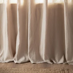 Rideau*alinea Rideau à nouettes en gaze de coton finition point de cheval 130x250cm - alpilles Beige