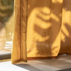 Rideau*alinea Rideau à passants cachés en lin et coton finition liseré 140x250cm - argan Jaune