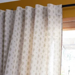 Rideau*alinea Rideau à passants cachés en lin et coton motif fleuri finition croquet 140x250cm - Beige