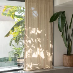 Rideau*alinea Rideau à passants cachés en lin et coton finition liseré 140x250cm - Beige