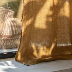 Rideau*alinea Rideau à passants cachés en lin lavé finition surpiqure 140x260cm - brun alep Marron