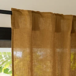 Rideau*alinea Rideau à passants cachés en lin lavé finition surpiqure 140x260cm - brun alep Marron