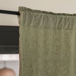 Rideau*alinea Rideau à passants cachés en lin finition point de cheval 140x250cm - olivier Vert
