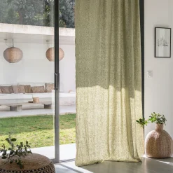 Rideau*alinea Rideau à passants cachés en lin finition point de cheval 140x250cm - olivier Vert