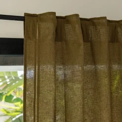 Rideau*alinea Rideau à passants cachés en lin et coton finition liseré 140x250cm - mousse Vert
