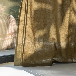 Rideau*alinea Rideau à passants cachés en lin et coton finition liseré 140x250cm - mousse Vert