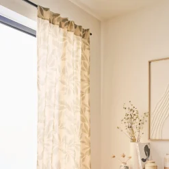 Rideau*alinea Rideau à passants cachés en coton motif végétal finition franges 135x250cm - Vert