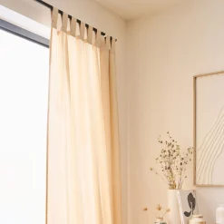 Rideau*alinea Rideau à passants en coton lavé finition couture 140x250cm - Beige
