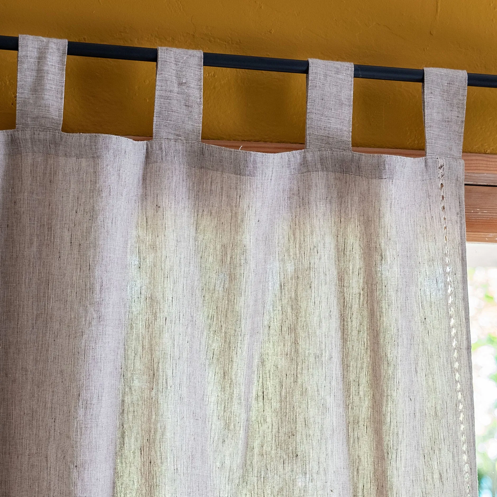 Rideau*alinea Rideau à passants en lin et coton finition ajouré 140x250cm - Beige