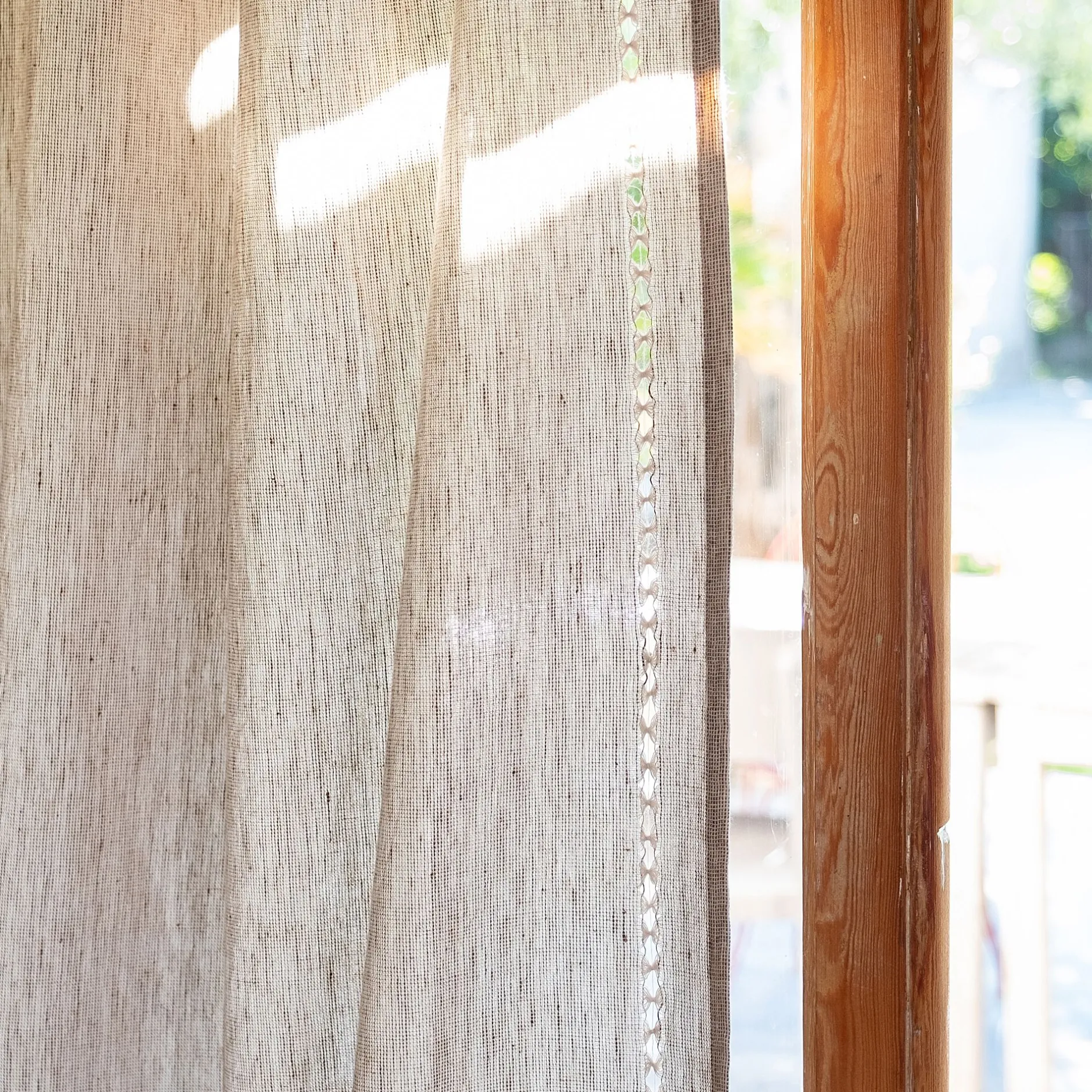 Rideau*alinea Rideau à passants en lin et coton finition ajouré 140x250cm - Beige