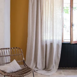 Rideau*alinea Rideau à passants en lin et coton finition ajouré 140x250cm - Beige