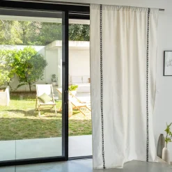 Rideau*alinea Rideau passe-tringle en coton motif Kissos 140x250cm - Blanc