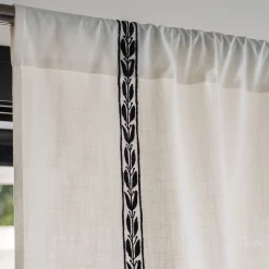 Rideau*alinea Rideau passe-tringle en coton motif Kissos 140x250cm - Blanc