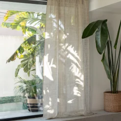 Rideau*alinea Rideau passe-tringle en lin à carreaux 140x250cm - Beige