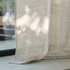 Rideau*alinea Rideau passe-tringle en lin à carreaux 140x250cm - Beige