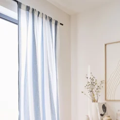 Rideau*alinea Rideau passe-tringle en lin et coton à rayures 140x250cm - Bleu