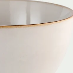 Plat De Service Et Saladier*alinea Saladier en grès avec liseré marron D20cm - Blanc