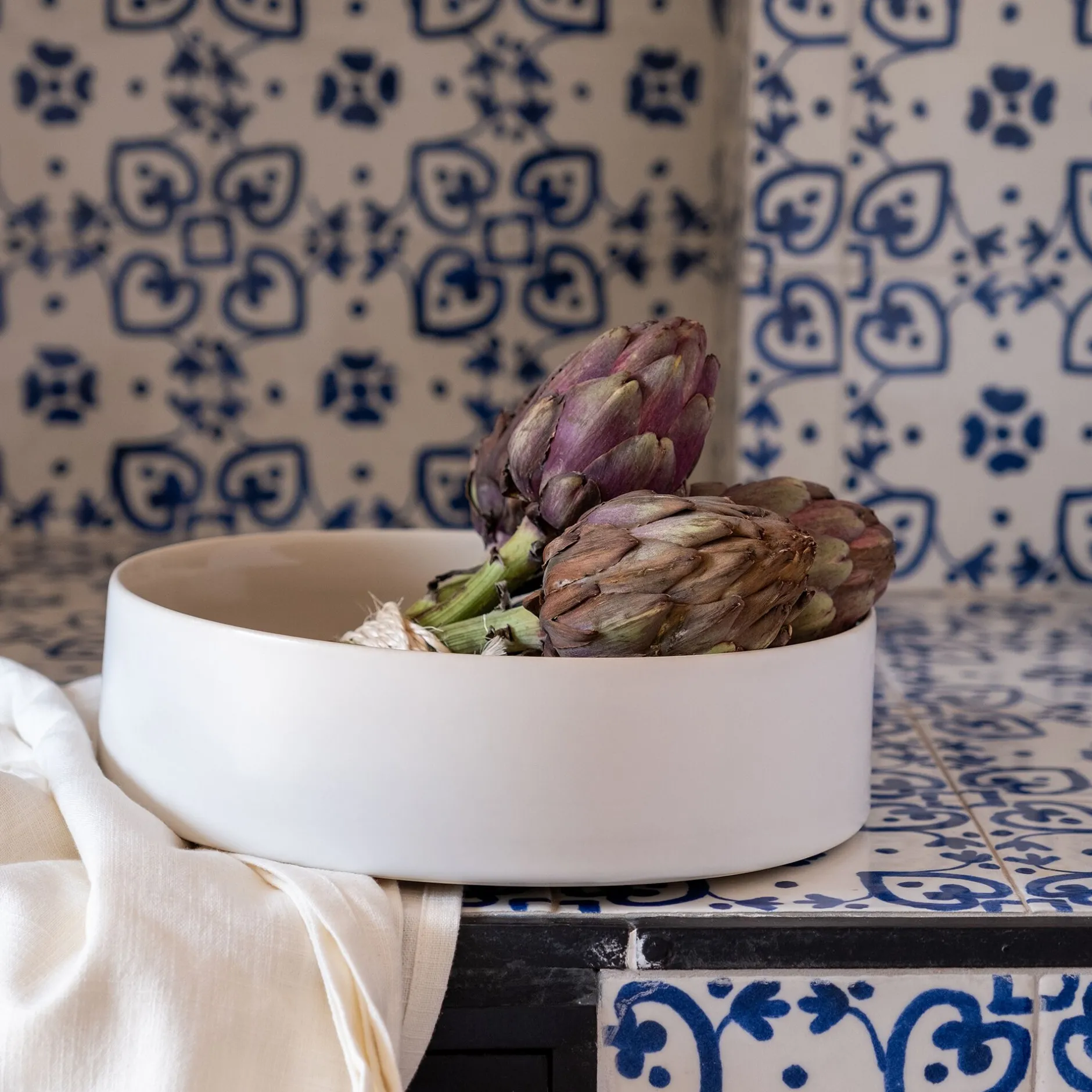 Plat De Service Et Saladier*alinea Saladier en grès D26cm - Blanc